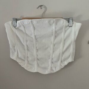 Missguided White Illusion Corset Cropped Tube Top | NWT